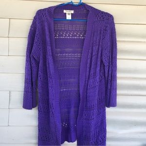 Woman’s Purple Crochet Cardigan Sweater